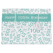Happy 105th Birthday Blauwgroen Random Number Patt Groot Cadeauzakje (Voorkant)