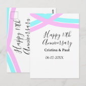 Happy 10th anniversary simple minimal wedding name briefkaart (Voorkant / Achterkant)