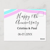 Happy 10th anniversary simple minimal wedding name briefkaart (Achterkant)