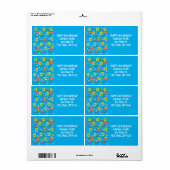 Happy 10th Birthday Adresetiketten, blauw Etiket (Full Sheet)