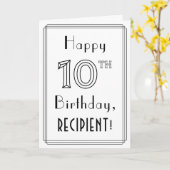 Happy 10th Birthday, Art Deco Style met aangepaste Kaart (Gele Bloem)