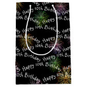 Happy 10th Birthday Fireworks Medium Cadeauzakje (Voorkant)
