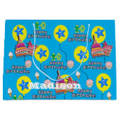 Happy 10th Birthday Gift Bag #10 Blue Groot Cadeauzakje (Voorkant)