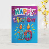 Happy 10th Birthday Kaart (Gele Bloem)