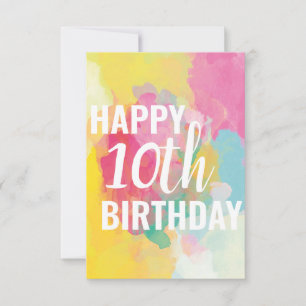 Happy 10th Birthday Kaart ("Gradients Waterverf")