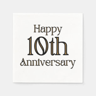 Happy 10th Jubileum 3 Ply Napkins Servet