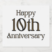 Happy 10th Jubileum Mousserende Wijn Label Set Sparkling Wijnetiket (Enkel label)