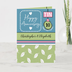 Happy 10th Jubileum Tin voegt blauw namen toe Kaart