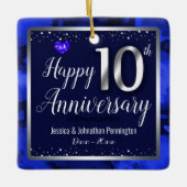 Happy 10th Wedding Jubileum - Aangepaste naam Keramisch Ornament (Voorkant)