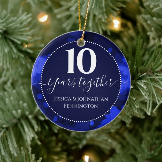 Happy 10th Wedding Jubileum One Foto Keramisch Ornament (Boom)