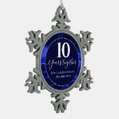 Happy 10th Wedding Jubileum Tin Sneeuwvlok Ornament (Links)