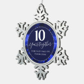 Happy 10th Wedding Jubileum Tin Sneeuwvlok Ornament (Rechts)