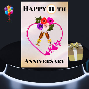 Happy 11e Jubileum Bloemen Kaart