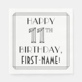 HAPPY 11TH BIRTHDAY; Art Deco Style; aangepaste na Servet (Voorkant)