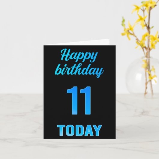 Happy 11th Birthday Great Black and blue boy Kaart (Gele Bloem)