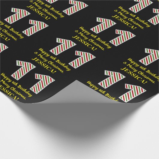 Happy 11th Birthday & Merry Kerstmis, aangepaste n Cadeaupapier (Hoek)
