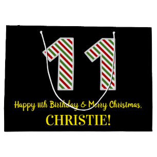 Happy 11th Birthday & Merry Kerstmis, aangepaste n Groot Cadeauzakje