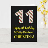 Happy 11th Birthday & Merry Kerstmis, aangepaste n Kaart (Gele Bloem)