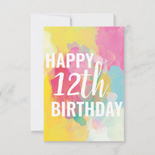 Happy 12th Birthday Kaart ("Gradients Waterverf")