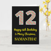 Happy 12th Birthday & Merry Kerstmis, aangepaste n Kaart (Gele Bloem)