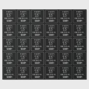 HAPPY 13TH BIRTHDAY; Art Deco Style met aangepaste Cadeaupapier