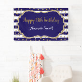 Happy 13th Birthday Banner Navy Blue Gold Glitter (Insitu)