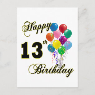 Happy 13th Birthday Gifts en Birthday Apparel Briefkaart