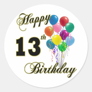 Happy 13th Birthday Gifts en Birthday Apparel Ronde Sticker