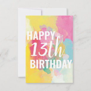 Happy 13th Birthday Kaart ("Gradients Waterverf")