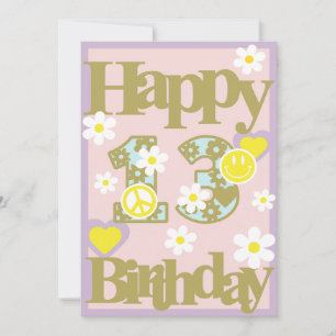 Happy 13th Birthday – Meisjes Kaart met bloemen