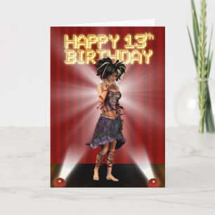 Happy 13th Birthday Tiener ster deva op het podium Kaart