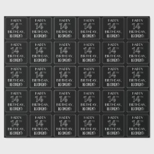 HAPPY 14TH BIRTHDAY; Art Deco Style met aangepaste Cadeaupapier