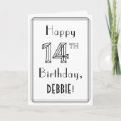 Happy 14th Birthday, Art Deco Style met aangepaste Kaart (Voorkant)