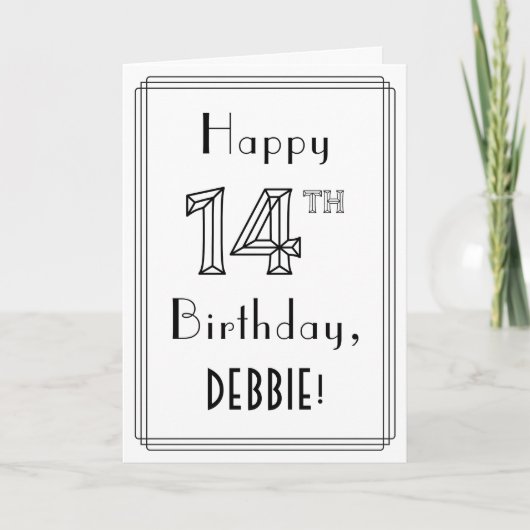 Happy 14th Birthday, Art Deco Style met aangepaste Kaart (Voorkant)