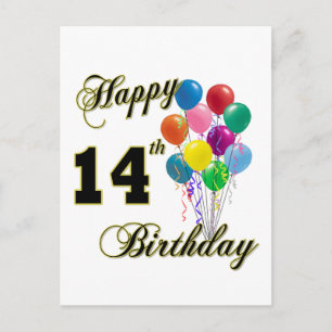 Happy 14th Birthday Gifts en Birthday Apparel Briefkaart