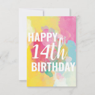 Happy 14th Birthday Kaart ("Gradients Waterverf")