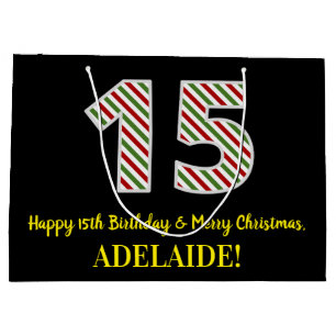 Happy 15th Birthday & Merry Kerstmis, aangepaste n Groot Cadeauzakje