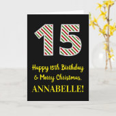 Happy 15th Birthday & Merry Kerstmis, aangepaste n Kaart (Gele Bloem)