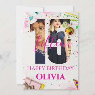 happy 15th Birthday Personalized card Kaart