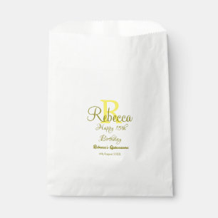 Happy 15th Birthday yellow naam toevoegen monogram Bedankzakje