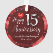 Happy 15th Wedding Jubileum Ornament (achterkant)