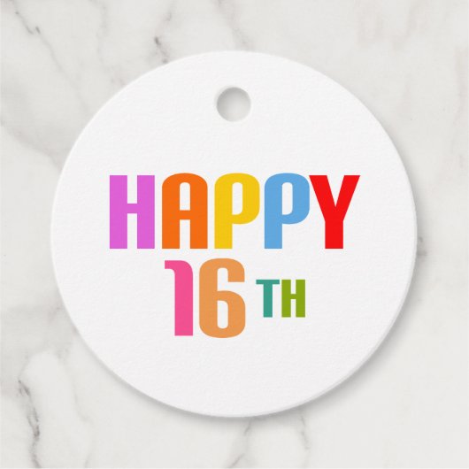 Happy 16th bedankjes labels (Voorkant)