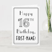 Happy 16th Birthday, Art Deco Style met aangepaste Kaart (Voorkant)