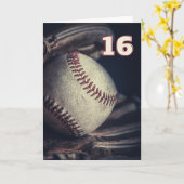 Happy 16th Birthday Baseball Wenskaart Kaart (Gele Bloem)
