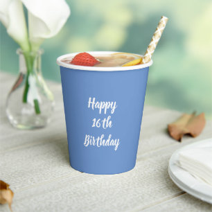 Happy 16th Birthday Cornflower Blue, aangepast 202 Papieren Bekers