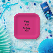 Happy 16th Birthday Custom Name Girly Pink Black Papieren Bordje (Feest)