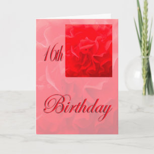 Happy 16th Birthday Dianthus Red Flower Kaart