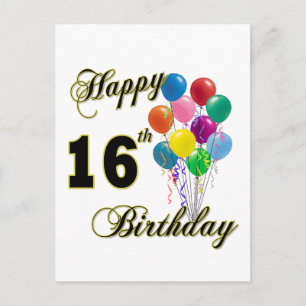 Happy 16th Birthday Gifts en Birthday Apparel Briefkaart