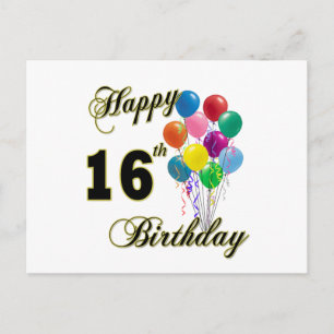 Happy 16th Birthday Gifts en Birthday Apparel Briefkaart