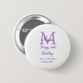 Happy 16th Birthday paarse naam toevoegen monogram Ronde Button 5,7 Cm (Voorkant /achterkant)
